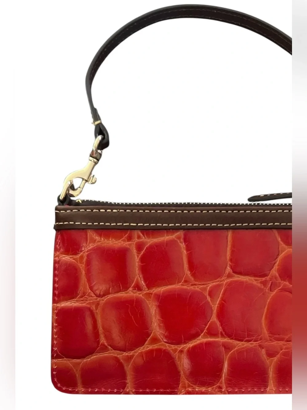Dooney & Bourke Croc-embossed Leather Zip Wristlet, In Red
